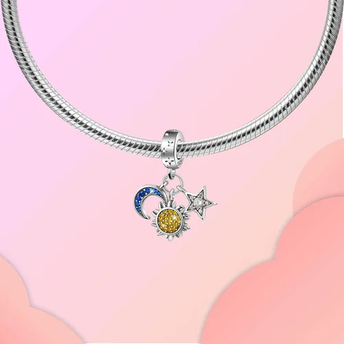 Vista 2 de Abalorio de plata de ley 925 para madre, hija, abuela, para familia, amor, madre, hija, abuela, para pulseras, collares, dijes, abalorios, joyería