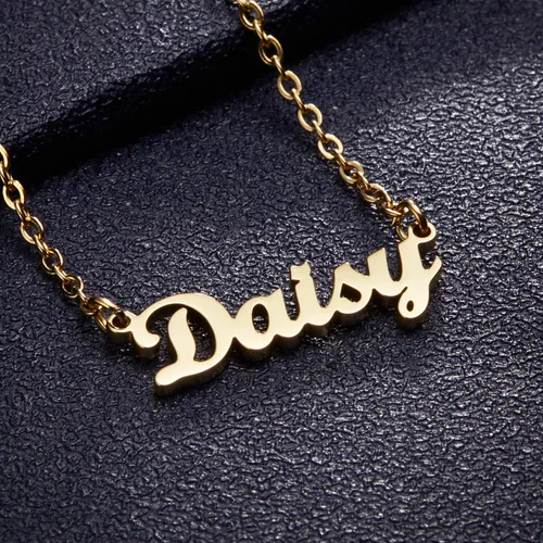 Vista 6 de Ldurian Name Necklace Christmas Gifts Name Pendant Necklace Christmas Gifts 14K Gold Dainty Name Plate Necklaces Birthday Jewelry Gift for Teen