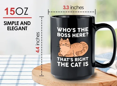 Vista 47 de Taza de café para amantes de los gatos, 11 onzas, color negro, piel de gato Is How I Accessorize, divertido dueño de gatos, gatito, mascota, gato