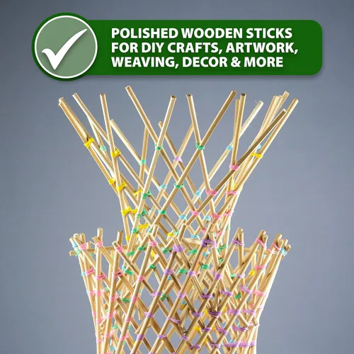 Vista 6 de Mandala Crafts Varillas de madera de 12 pulgadas para manualidades, 1/4 de pulgada de grosor, 100 palos de madera sin terminar para macramé