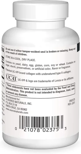 Vista 2 de Source Naturals, UC-II, 40 mg - 60 Cápsulas Comodidad de las articulaciones de colágeno sin desnaturalizar*