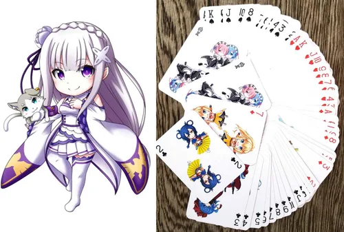 Vista 9 de Naipes de anime # Baraja de póquer 54 cartas todas diferentes # NAGA U Kawaii Anime Chibi Cute Manga
