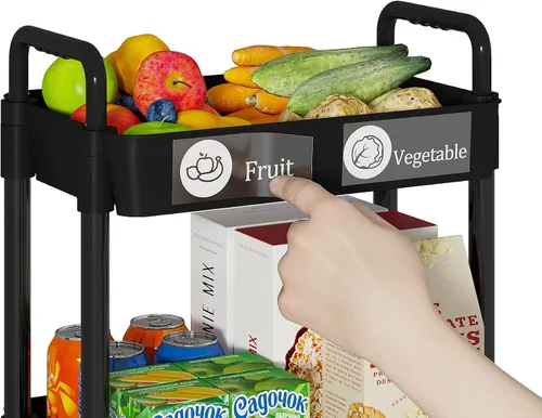 Vista 3 de Carritos de Almacenamiento de 3 Niveles Laiensia, Carrito Rodante Utilitario Multifunción Organizador de Almacenamiento de Cocina, Carrito