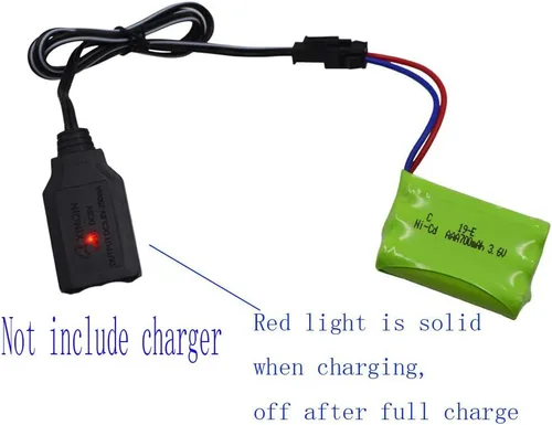 Vista 2 de Blomiky Paquete de 2 baterías recargables AAA de 3.6 V 700 mAh con conector SM-2P enchufe y cable USB para coches de parachoques de batalla RC C143