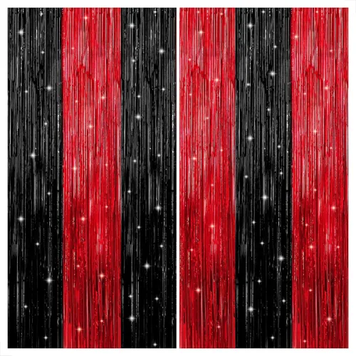 Vista 19 de KatchOn - Telón de fondo negro con flecos de 6.4 x 8 pies, extra grande, paquete de 2, telón de fondo de oropel negro para decoraciones de fiesta