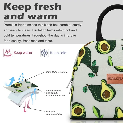 Vista 2 de BALORAY Bolsa de almuerzo para mujeres y hombres, lonchera aislada para adultos, bolsa de almuerzo reutilizable para el trabajo, picnic o viajes