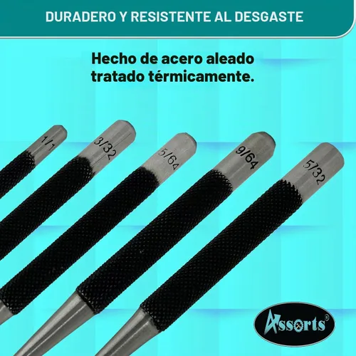 Vista 5 de Juego de 5 punzones centrales de cabeza redonda para metal y carpintería - Herramientas manuales de alta calidad