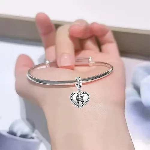 Vista 6 de Chili Jewelry Dije de corazón Always My Sister Forever My Friend compatible con pulseras Pandora