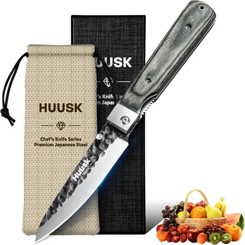 Vista 12 de Huusk Cuchillo japonés plegable para pan, navaja de bolsillo con borde