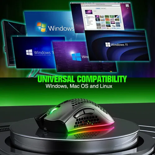 Vista 7 de BENGOO Mouse inalámbrico para juegos, mouse de computadora USB inalámbrico con 6 botones programados, 3 retroiluminación DPI RGB ajustables