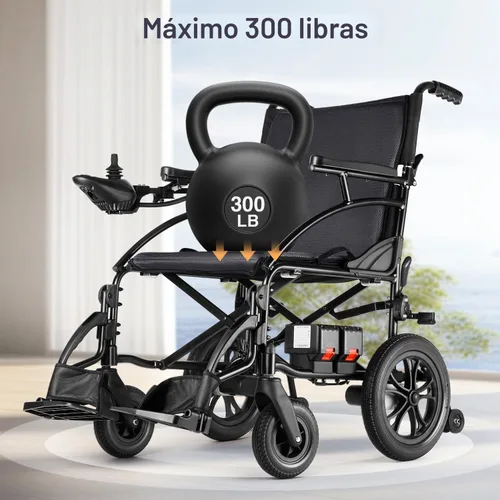 Vista 5 de SLF30 Sillas de ruedas eléctricas para adultos, silla de ruedas motorizada plegable y duradera con asiento de 19 pulgadas y soporta hasta 300 libras
