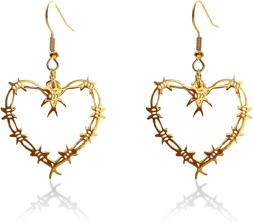 Vista 2 de Karol Merch - Collar de corazón de Bichota de 3 piezas y aretes de corazón de Karol, accesorios de corazón gótico KG para mujeres, collar de Bichota