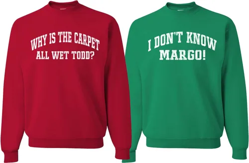 Vista 32 de Wild Bobby Why is The Carpet All Wet Todd Margo - Sudaderas con gráfico de Navidad para parejas
