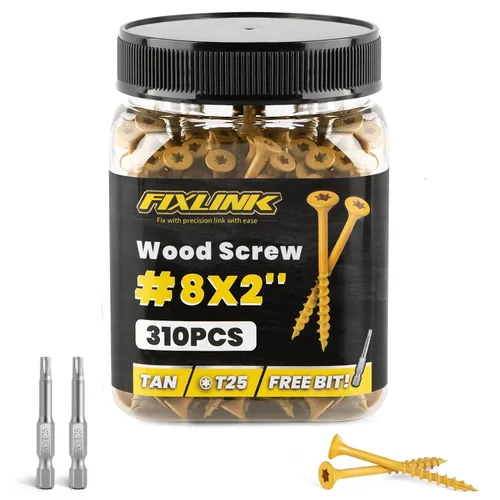 Vista 30 de Tornillos de madera de 1 pulgada, tornillos de cubierta FIXLINK #8 x 1, 150 piezas, con revestimiento epoxi, T25 Star Bit con revestimiento