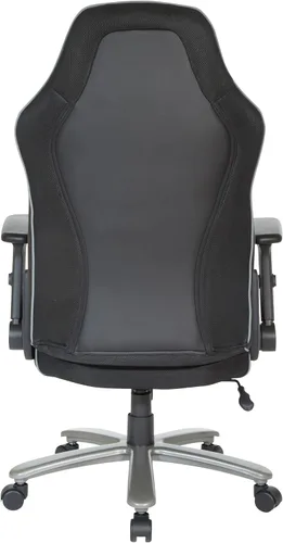 Vista 9 de OSP Home Furnishings Serie ECH - Silla de juegos de cuero regenerado grande y alta para hasta 350 libras con brazos abatibles ajustables en altura