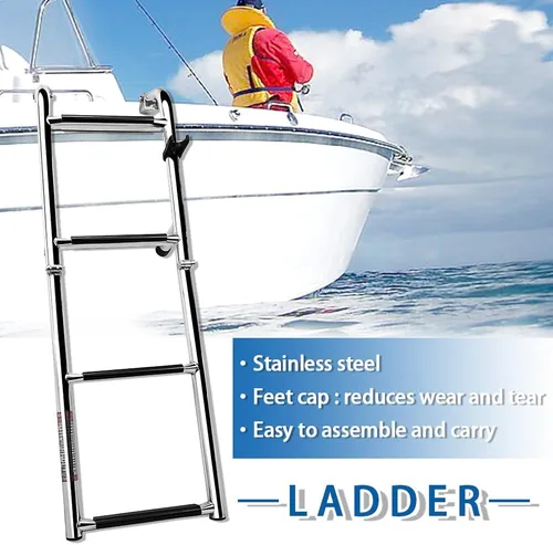 Vista 4 de Escalera plegable de acero inoxidable para barco, escalera de natación portátil, escalera telescópica para yates marinos y más (2217S)
