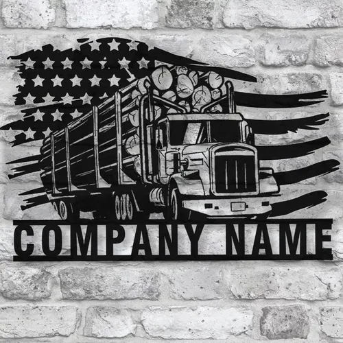 Vista 56 de Letrero de metal personalizado con nombre de camión, semirremolque, arte de pared para valla de garaje, patio, decoración al aire libre, letrero