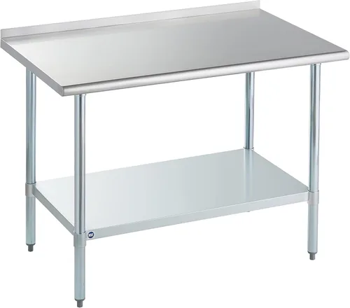 Vista 79 de ROCKPOINT Mesa de acero inoxidable para preparación y trabajo, 14x24 pulgadas; mesa de cocina comercial de metal NSF resistente con estante inferior