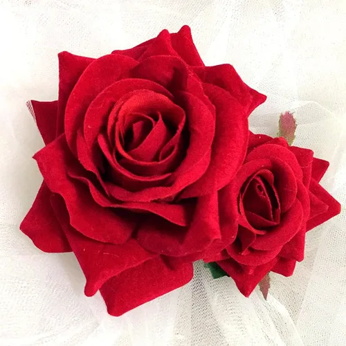 Vista 2 de Peines de pelo de flores, flor de rosa, bohemia, horquilla, disfraz de novia, decoración de pelo para fiesta, boda, rojo (1 unidad)