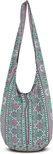 Vista 3 de Your Cozy - Bolsa bandolera bohemia y hecha a mano, de algodón, unisex