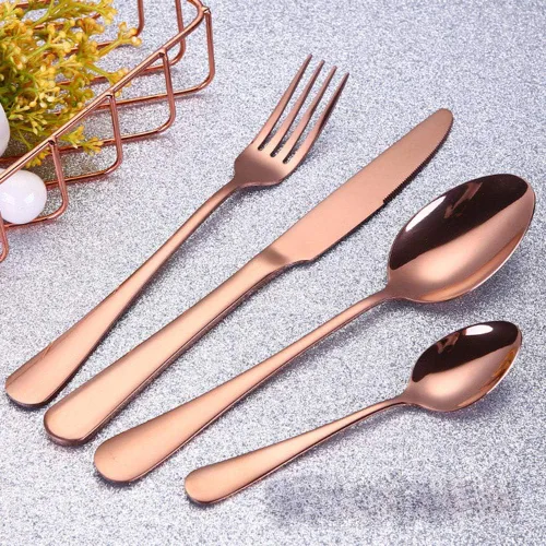 Vista 15 de 4pcs Set Cutlery Dinnerware 304 Stainless Steel Flatware Set Tableware Dinner Spoon Fork Knife Flatware Serving Sets (Black)