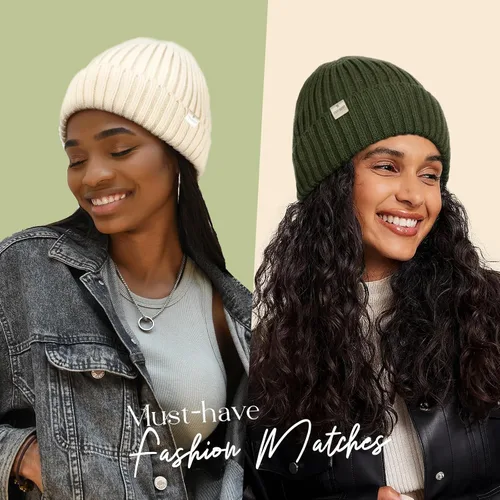 Vista 4 de YANIBEST Sombreros de invierno para mujer, gorro con forro de satén para clima frío, gorro para mujeres y hombres, sombreros de punto cálidos