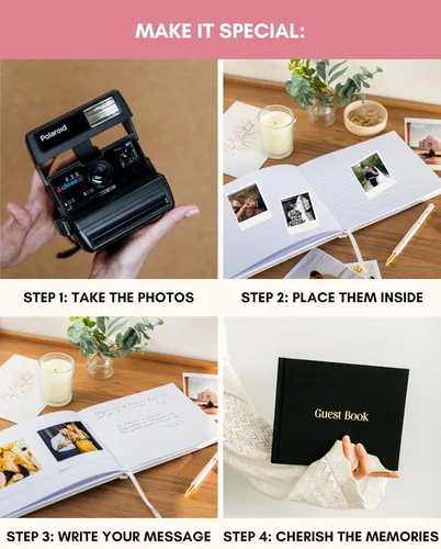 Vista 5 de Lamare Libro de invitados de graduación 2026: elegante libro de invitados para fiestas, graduaciones, baby shower y libro de invitados Polaroid