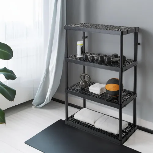 Vista 2 de Gracious Living Paquete de 2 unidades de almacenamiento de 4 estantes de altura fija ventilada de alta resistencia de 18 x 36 x 54.5 pulgadas