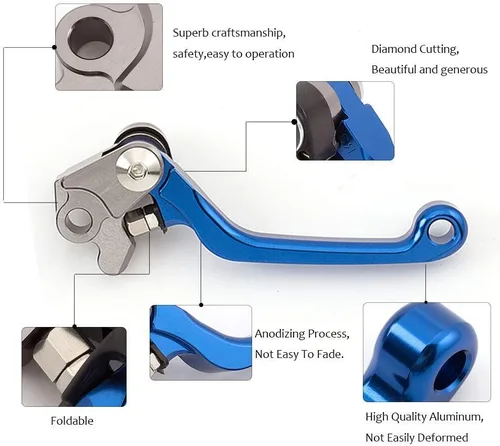 Vista 3 de Krace Juego de palancas de freno y embrague CNC para motocicleta todo terreno, compatible con Yamaha YZ65 2018, con agarres de goma de 22 mm de 7/8
