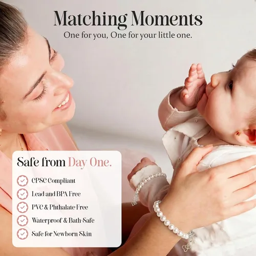 Vista 5 de Delicadas pulseras de plata esterlina para niñas Perlas de imitación europeas de alta gama Elegante joyería para niñas Pulsera de perlas