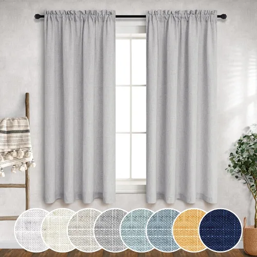 Vista 19 de Mrs.Naturall - Cortinas transparentes con bolsillo para barra de 36x63 pulgadas de lino mezclado negro