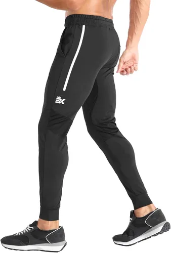 Vista 4 de BROKIG Pantalones deportivos ligeros para hombre pantalones deportivos de entrenamiento con bolsillo con cremallera pantalones elásticos para correr