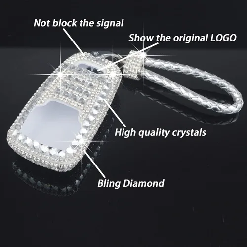 Vista 3 de Funda protectora de lujo brillante con diamantes de imitación para llave inteligente Audi A4 Q7 Q5 TT A3 A6 SQ5 R8 S5