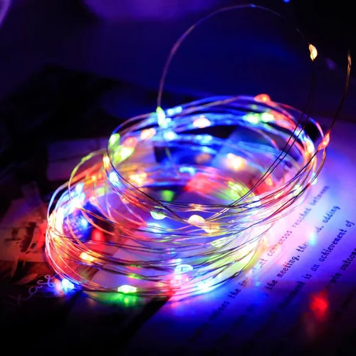 Vista 5 de Metaku 4 luces de hadas de 33 pies, funciona con pilas, 100 luces LED, luces parpadeantes, impermeables, luz de Navidad, mini luces decorativas