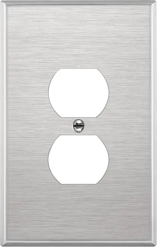 Vista 40 de ENERLITES Placa de pared de metal para receptáculo dúplex, acero inoxidable, tapa de tomacorriente, resistente a la corrosión, tamaño estándar