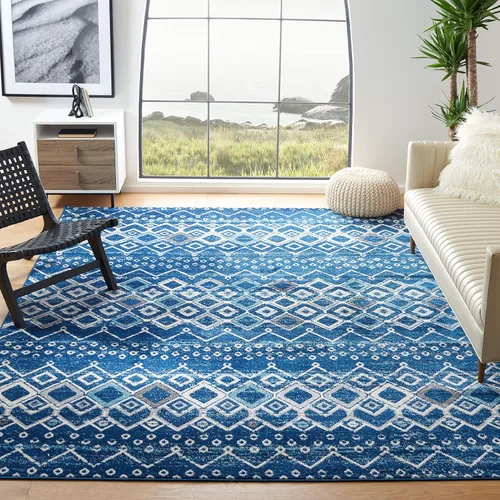 Vista 12 de SAFAVIEH Amsterdam Collection Alfombra Decorativa - 2.3 pies x 4 pies, Negro & Multi, Diseño Marroquí Bohemio, Sin Desprendimiento y Fácil Cuidado