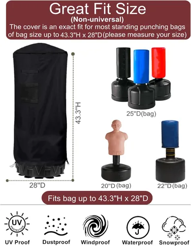 Vista 4 de Funda para saco de boxeo independiente, impermeable al aire libre, cubierta protectora para bolsa de boxeo