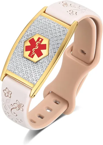 Vista 18 de LinnaLove Pulsera de alerta médica personalizada para hombres y mujeres, pulseras deportivas de acero inoxidable para identificación médica
