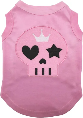 Vista 4 de Petitebella Camisa para perro cachorro con cara de calavera rosa (negro, XS)