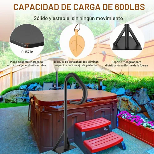 Vista 4 de VEVOR - Pasamanos para bañera de hidromasaje, riel giratorio de 360°, altura ajustable de 35 a 57 pulgadas Para