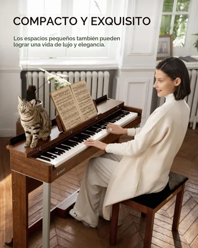Vista 6 de Donner Piano digital con 88 teclas dinámicas graduadas de acción de martillo con teclado ponderado, piano digital vertical DDP-200 para profesional