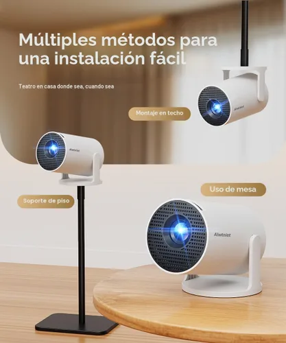 Vista 9 de Mini proyector con WiFi y Bluetooth, soporte portátil 4K, Android 14/Auto Keystone, pequeño proyector inteligente HY300Pro para dormitorio, película