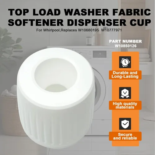 Vista 3 de Taza dispensadora de suavizante de tela para lavadora de carga superior apta para Whirlpool Reemplazar W10850126 W10680195 W10777971, dispensador