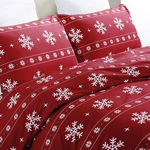 Vista 10 de Vaulia Funda de edredón de Navidad Twin, colección de ropa de cama de microfibra navideña con patrón de árbol a cuadros de Navidad, incluye 1 funda