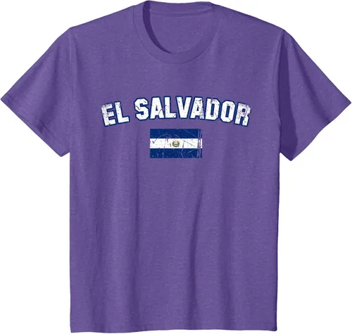 Vista 49 de EL SALVADOR Bandera Vintage Hombres Mujeres Niños Camiseta EL SALVADOR