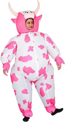 Vista 10 de RHYTHMARTS Disfraz inflable de vaca para adultos, disfraz inflable divertido para Halloween, Navidad Bobo Vaca