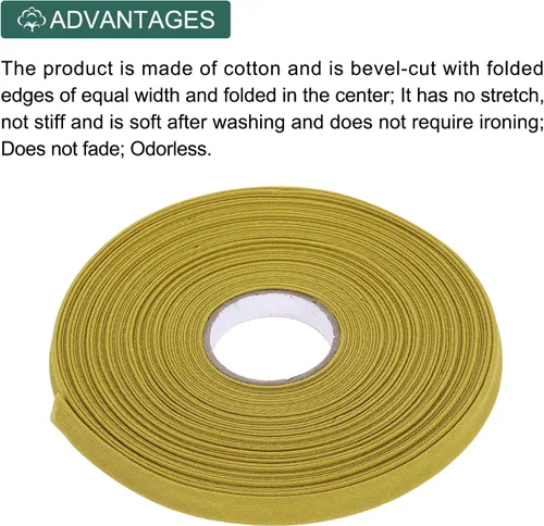 Vista 343 de MECCANIXITY Cinta al bies de doble pliegue de 1/2 pulgada de poliéster continuo a granel para costura, costura, dobladillo, encuadernación y Beige