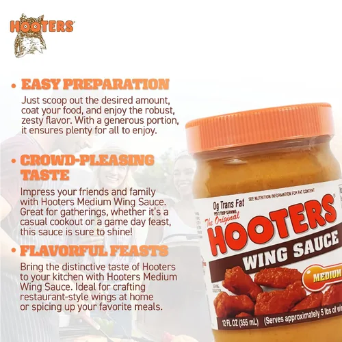 Vista 6 de La Salsa de Ala Media de The Original Hooters - Sabor Versátil de Calidad de Restaurante - Ideal para Alas de Pollo, Costillas y Mariscos