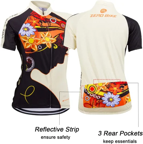 Vista 47 de Jersey de ciclismo para mujer, de manga corta, secado rápido, transpirable, para montaña.