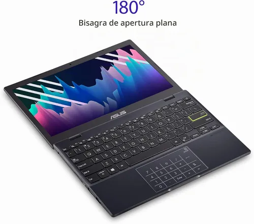 Vista 4 de ASUS Notebook E210 11.6” Ultra Thin, Procesador Intel Celeron N4020, 4GB de RAM, 64GB de almacenamiento eMMC, Windows 10 Home en Modo S con un año
